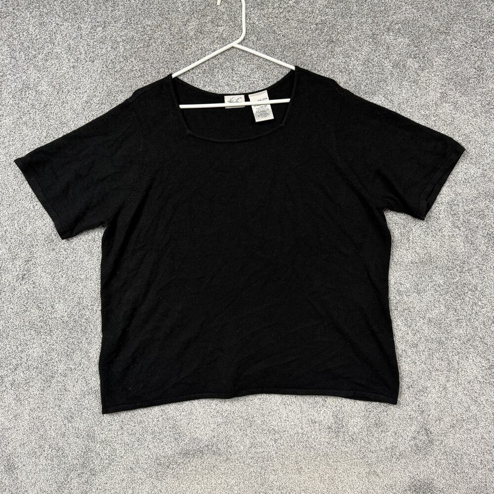 Kathie Lee Sweater Top Women 18W/20W Plus Size Black Scoop Neck Classic Layering